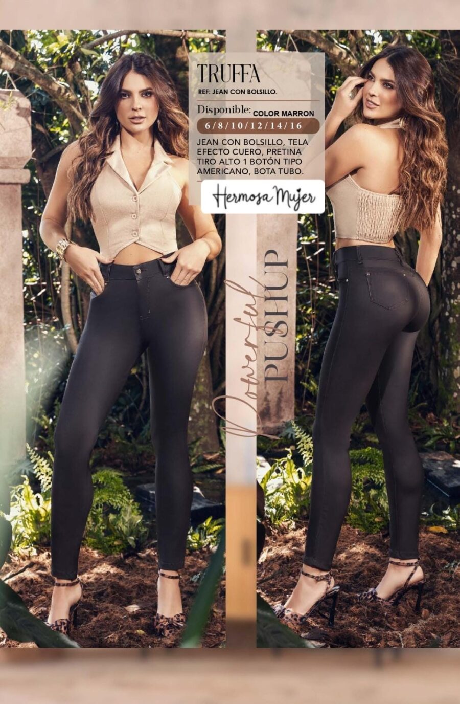Pantalón skinny para mujer con efecto de cuero