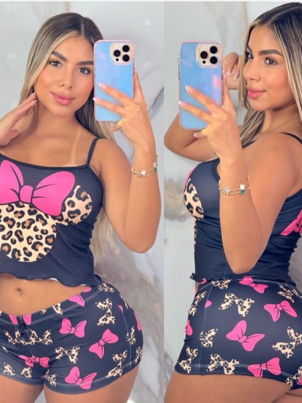 Pijama short y tirantes de ratoncita en animal style para mujer